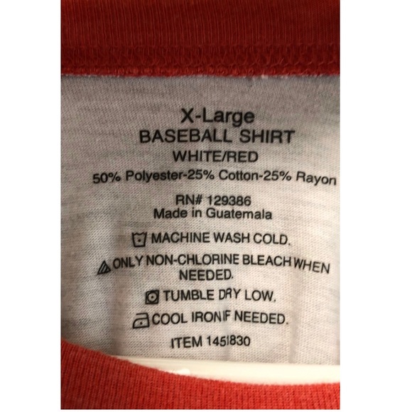 Red & Light Gray Base Ball Tee Size XL - Picture 2 of 2
